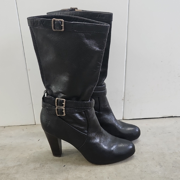 Frye Womens Leather Miranda Heeled Slouch Midcalf Boot Black Size 9 - Picture 1 of 12